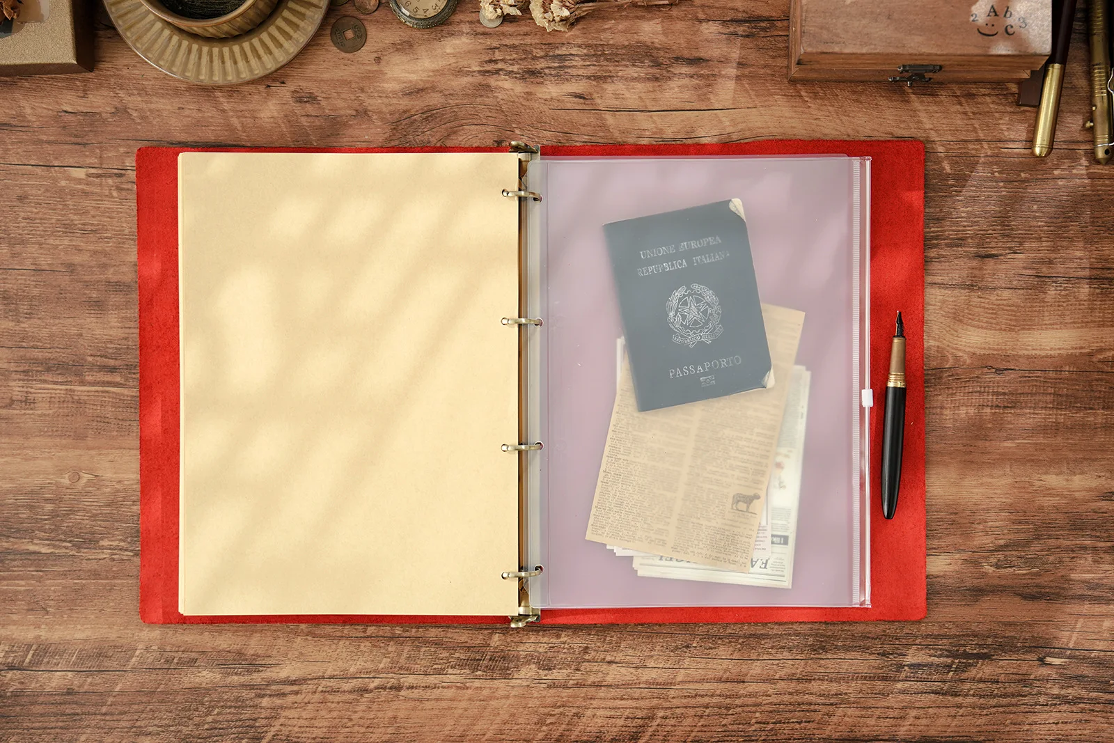 AIGUONIU Ringplaner aus echtem Leder im A4-Format mit 4-Loch-Binder, Retro-Notizbuch, vertikale Version, neutraler Notizblock, Skizzenbuch – Detail 40