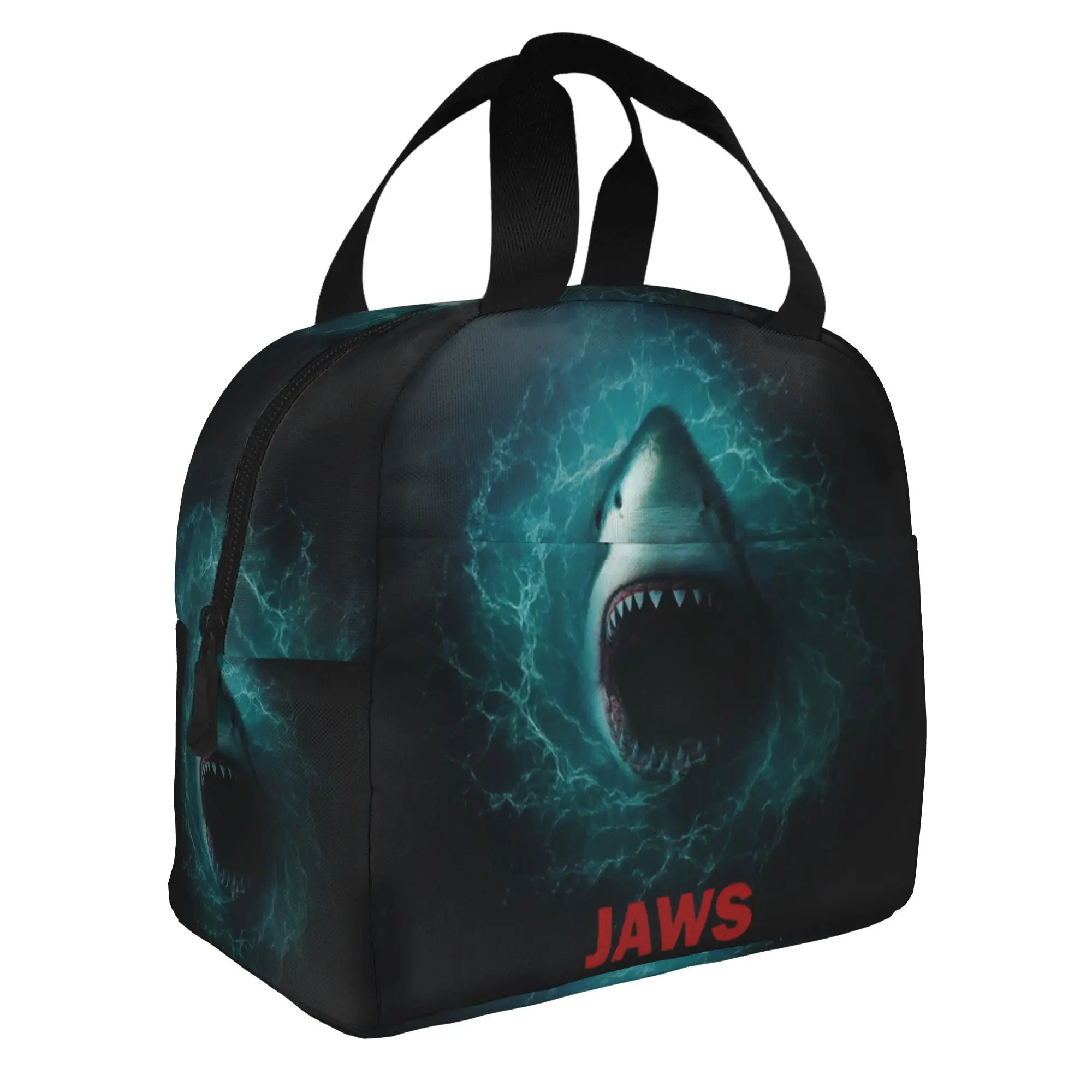 J-Jaw-Shark Thermal Insulated Lunch Bags Women Horror Movie Resuable Lunch Tote for Outdoor Picnic Multifunction Food Box