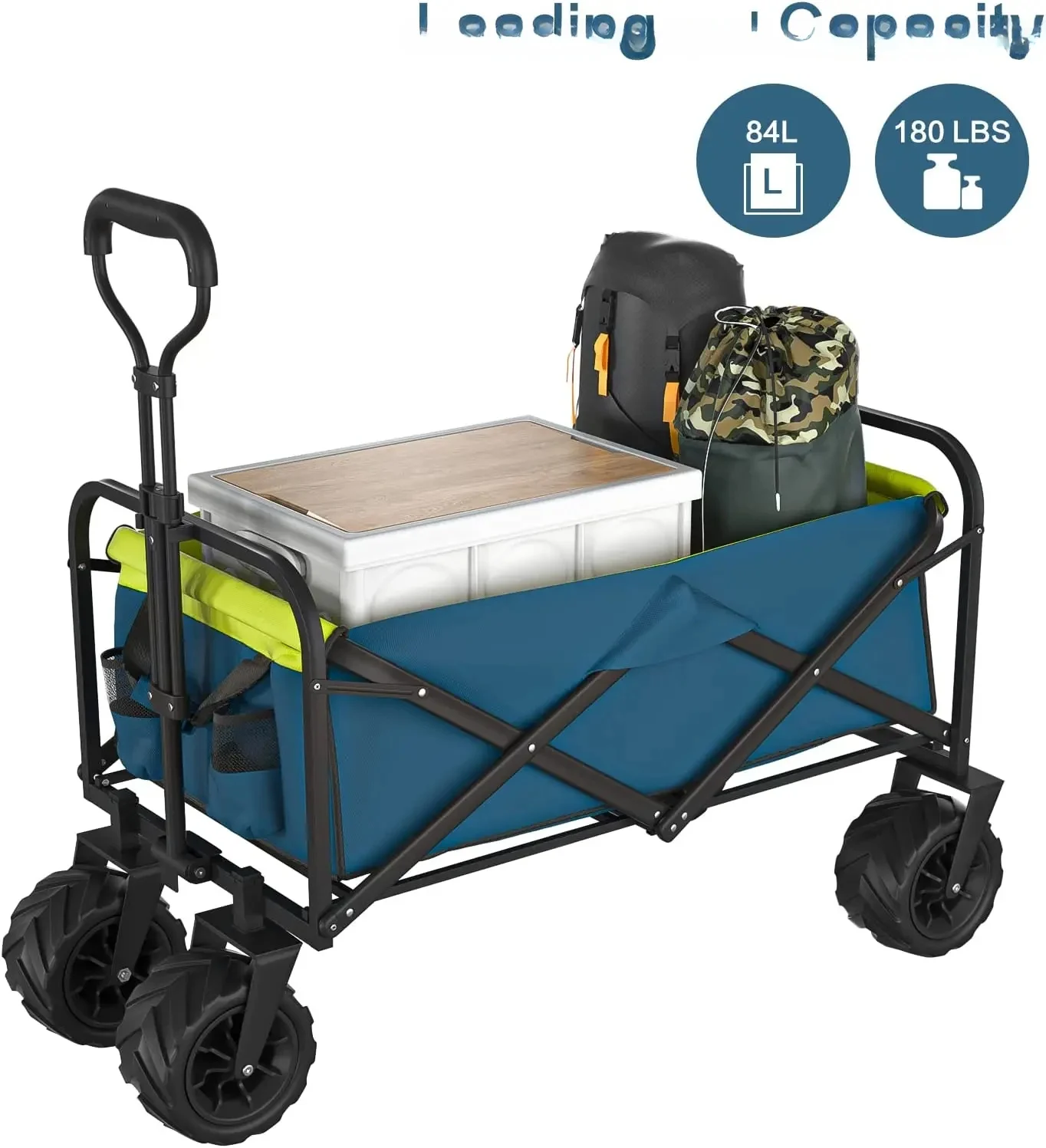 

Hot selling heavy-duty folding all terrain practical tool with extendable handle and cup holder, beach cart shopping cart Co., L