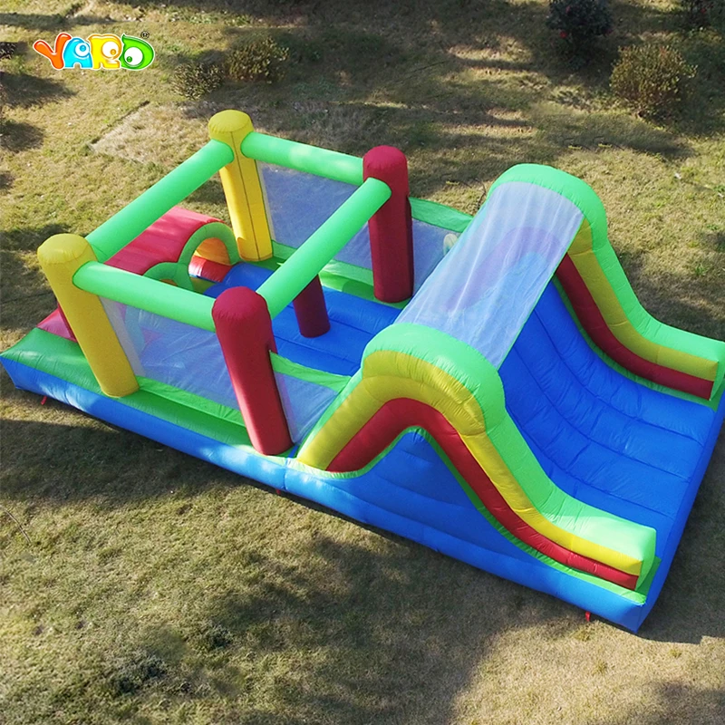 Castillo de salto inflable gigante YARD, casa de rebote grande de 6,5x3x2,5 m con tobogán grande, tobogán inflable para obstáculos