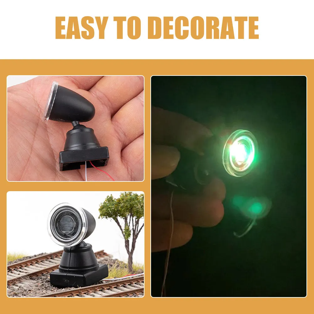 3Pcs Signal Light Red Green Lamp Miniature Spotlight Set Micro Landscape Rail Train Scene Decor Architectural DIY Accessories
