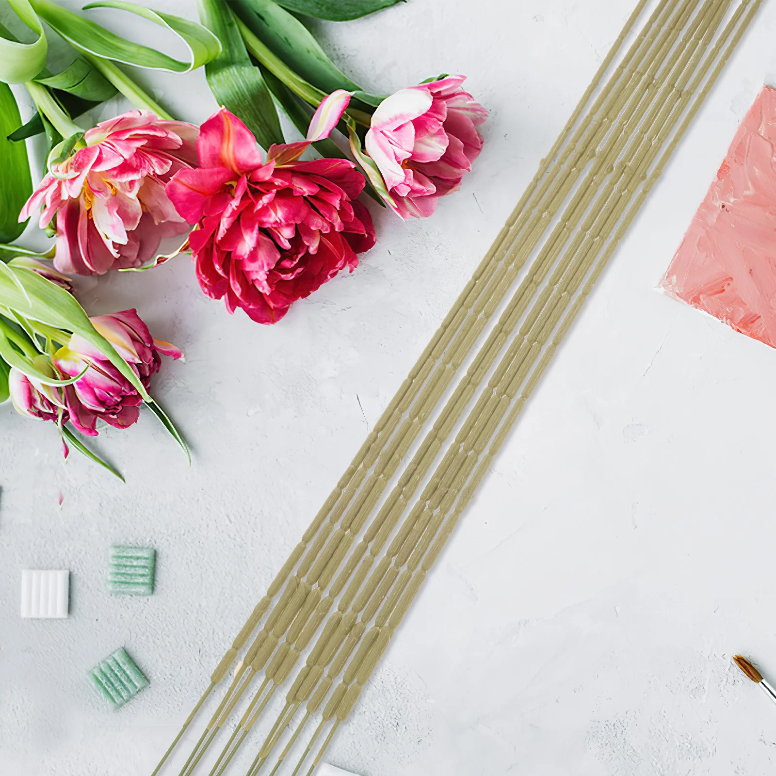 10 قطعة سيقان الأزهار المحاكاة خفيفة الوزن من البلاستيك الحديدي لتقوم بها بنفسك تشكيلة زهور لوازم ديكور منزلي للزفاف ينبع سلك الزهور