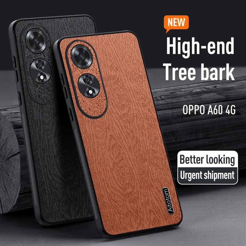 

Leather Case for Oppo A60 A 60 Matte Tree Pattern Full Camera Silicone Protection Luxury Thin Phone Cover OppoA60 CPH2631 Shell