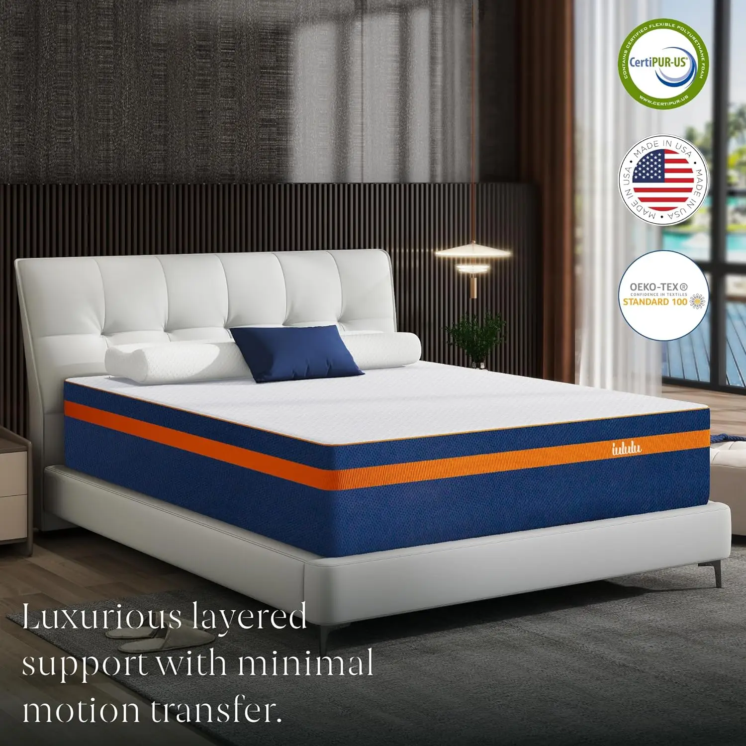 IULULU Cal King Mattress 12 Inch Memory Foam Cal King Mattress - Cool Gel California King Bed Mattress Bamboo Charcoal Foam Matt