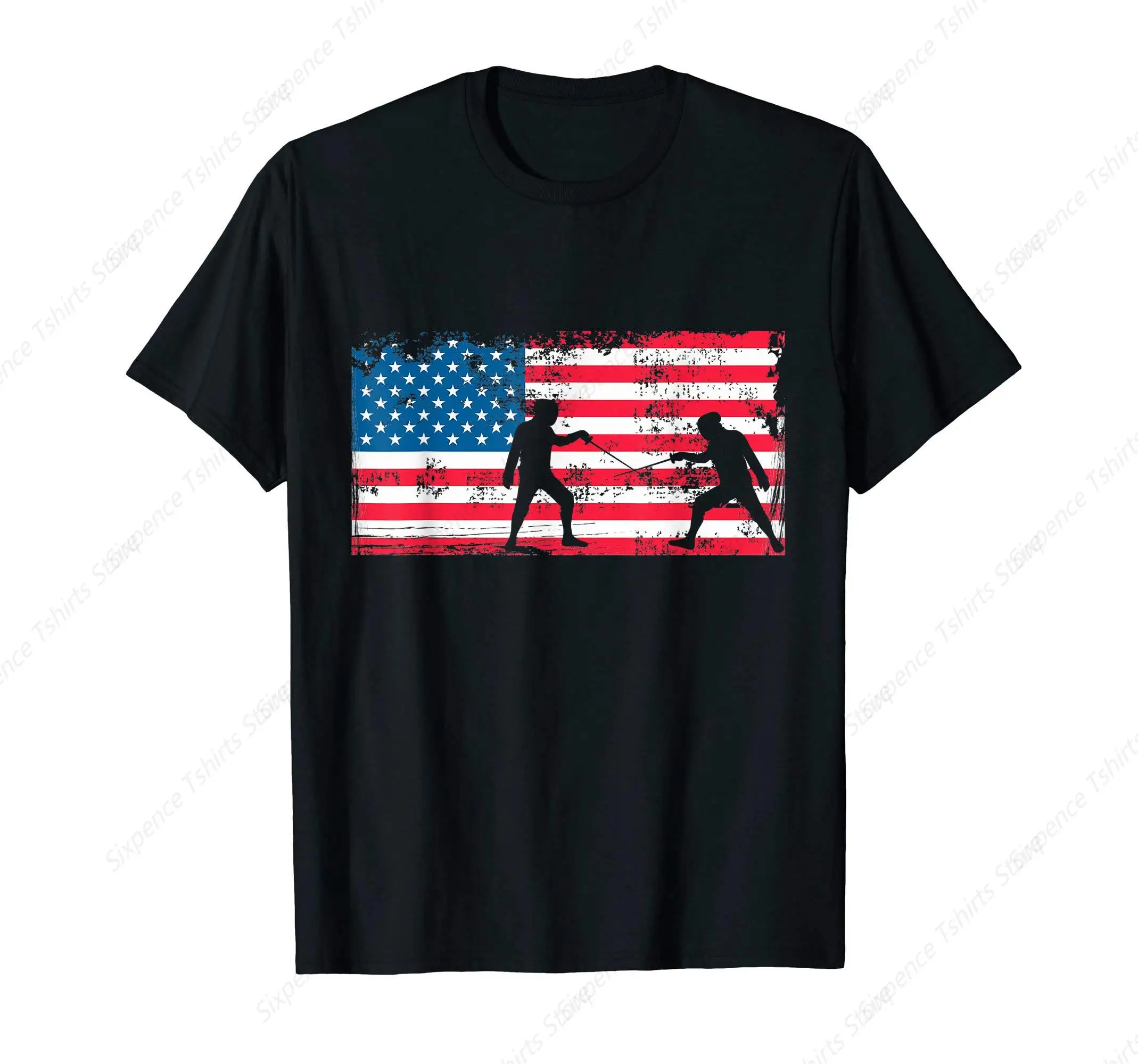 Fencer USA Vintage American Flag - Fencing Enthusiasts T-Shirt