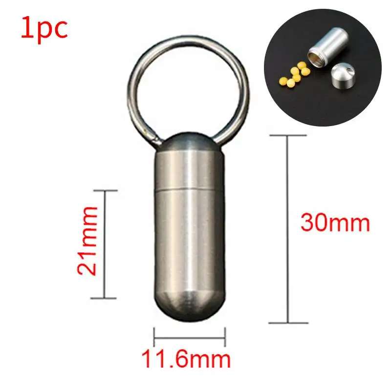 Pill Holder Portable Waterproof Metal Capsule Box Keychain Pill Case Storage  Stainless steel