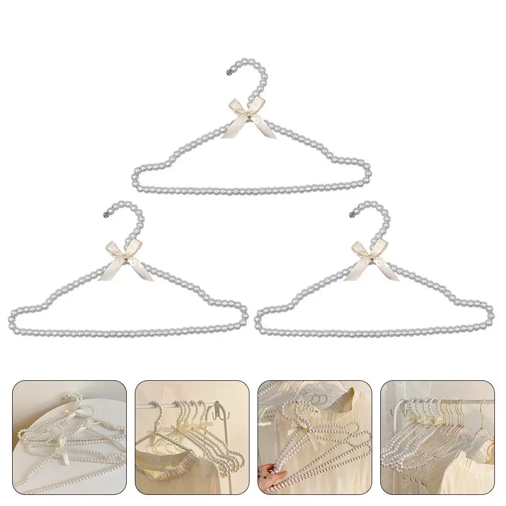 

Набор из 3 вешалок для одежды с искусственным жемчугом, прочные, с высокой нагрузочной способностью, нескользящие, для свадебных платьев, стильные, для домашнего использования