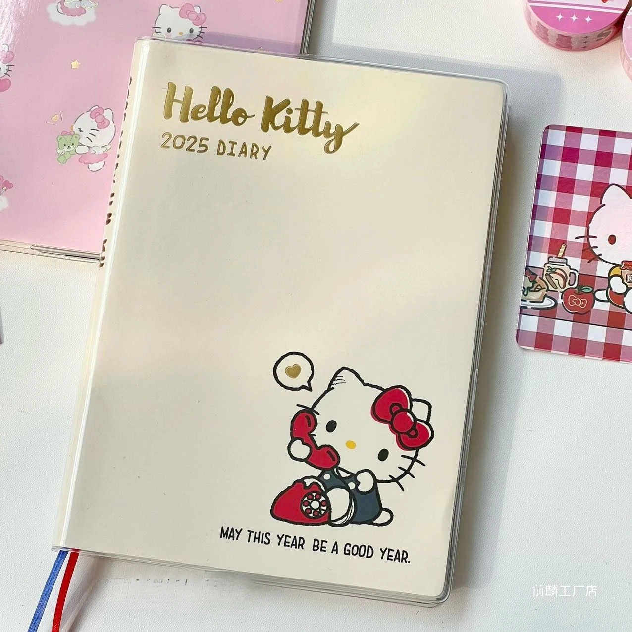 2025 Pink Cute Cat 96 Sheet  Notebook Diary Agenda Planner Paper Cover School Stationery