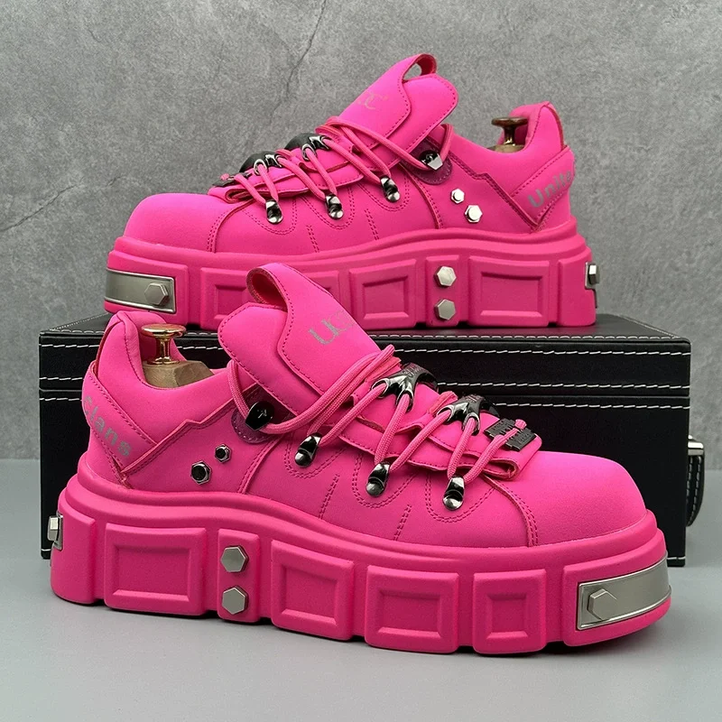 

Original Brand Men's Shoes Fashion Thick Bottom Sneaker Street Hip-hop Style Casual Shoes for Men Rivet Vulcanize Designer Shoes