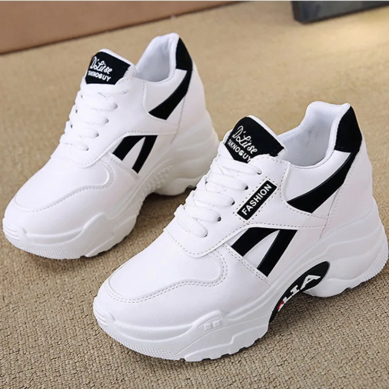 

Chunky Sneakers Women Comfortable Height Increased Casual Shoes 2024Autumn New Platform Running Shoes Flat LaceUp Vulcanize Shoe