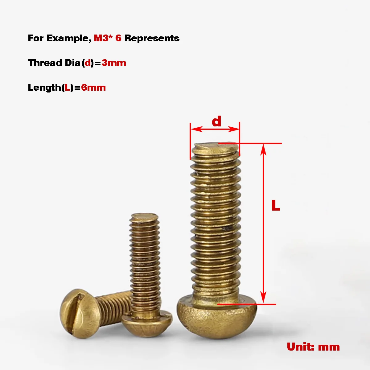 Brass Slotted Round Head Screw / Bolt M3M4M5M6M8