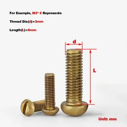 Brass Slotted Round Head Screw / Bolt M3M4M5M6M8