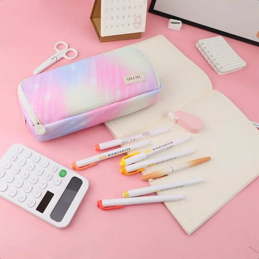 مقلمة كبيرة مكونة من 3 مقصورات وحقيبة أقلام رصاص ذات سعة كبيرة للفتيات المراهقات والأولاد والطلاب ومنظم أكسفورد