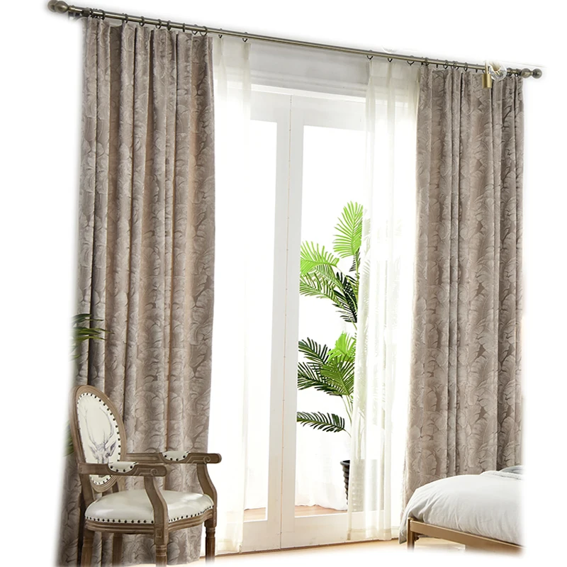 American Retro Rural Camel Color Blackout Curtains Elegant Finished Shading Chenille Blue Window Drapes for Living Room Bedroom