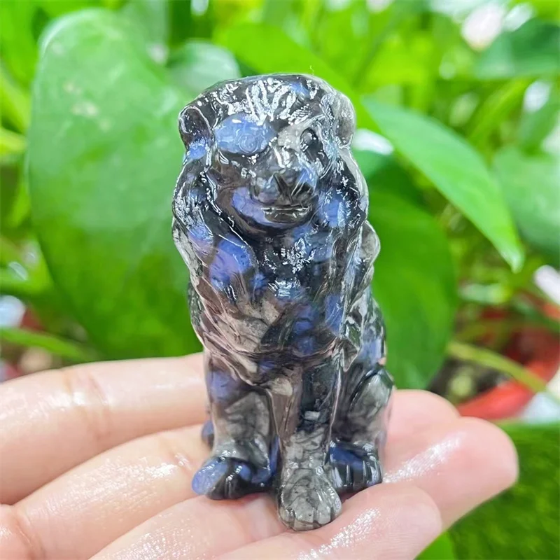 

5.3cm Natural Llanite Lion Carving Animal Ornaments Statue Gift Healing Gem Crafts For Home Decoration 1pcs