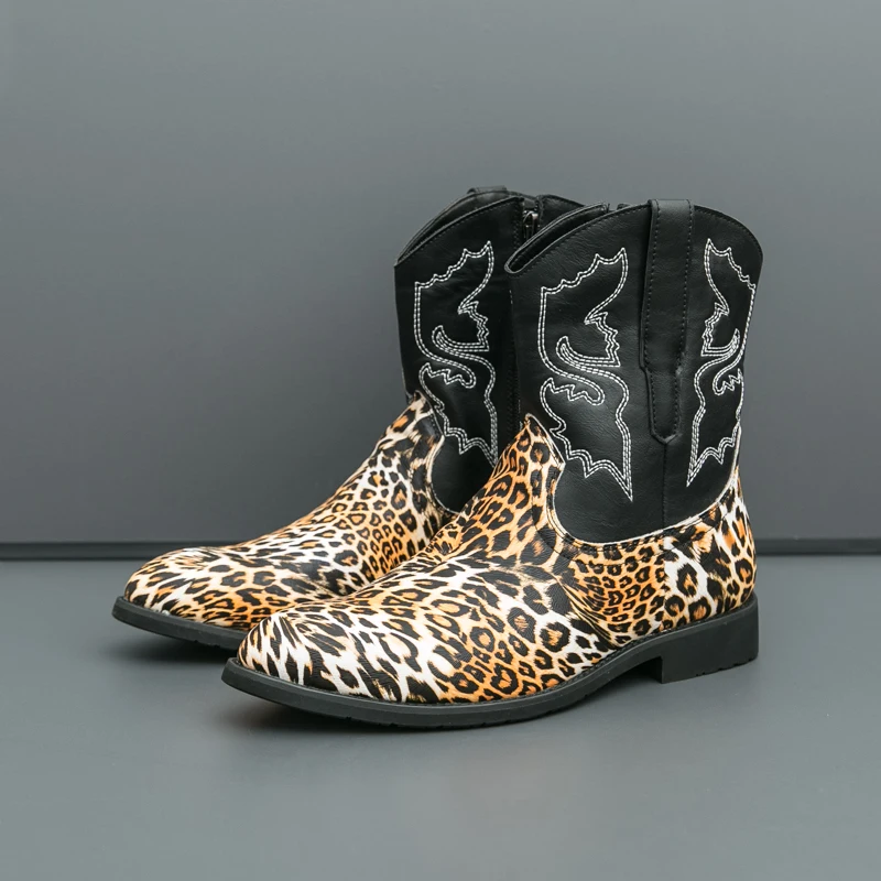 

Men's Genuine Leather High-Top Ankle Boots with Side Zipper - Classic Casual & Rugged Style for Fall Winter