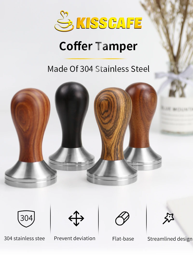 Kaffee Tamper 51mm 57mm 58,5mm Für Delonghi Breville Lelit Siebträger Edelstahl Espresso Zubehör Ecke Barista werkzeuge – Detail 6