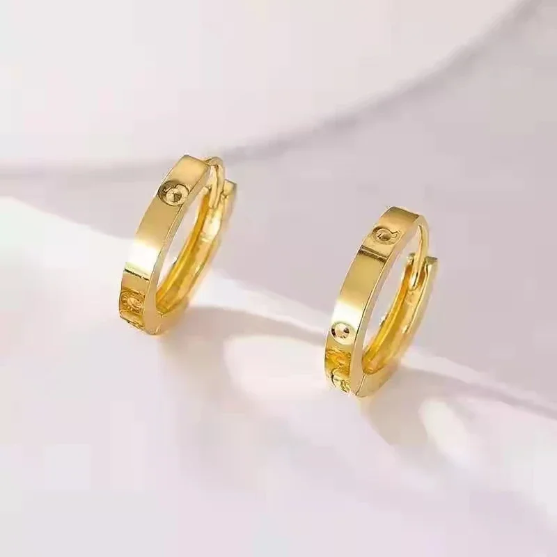Real 18K Gold Simple Earring  Women's Earrings Pure AU750 Earring Clip Clasp Design Fine Jewelry Gift