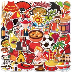 50pcs Funny Cartoon Spanish Style Vinyl Laptop Decals Waterproof Graffiti For Phone Guitar Luggage Skateboard Diary Stickers