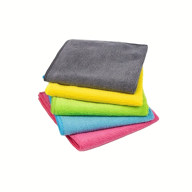 

5pcs Pack Microfiber Cleaning Cloths for Kitchen, Bathroom, Glass & Furniture, Reusable Towels