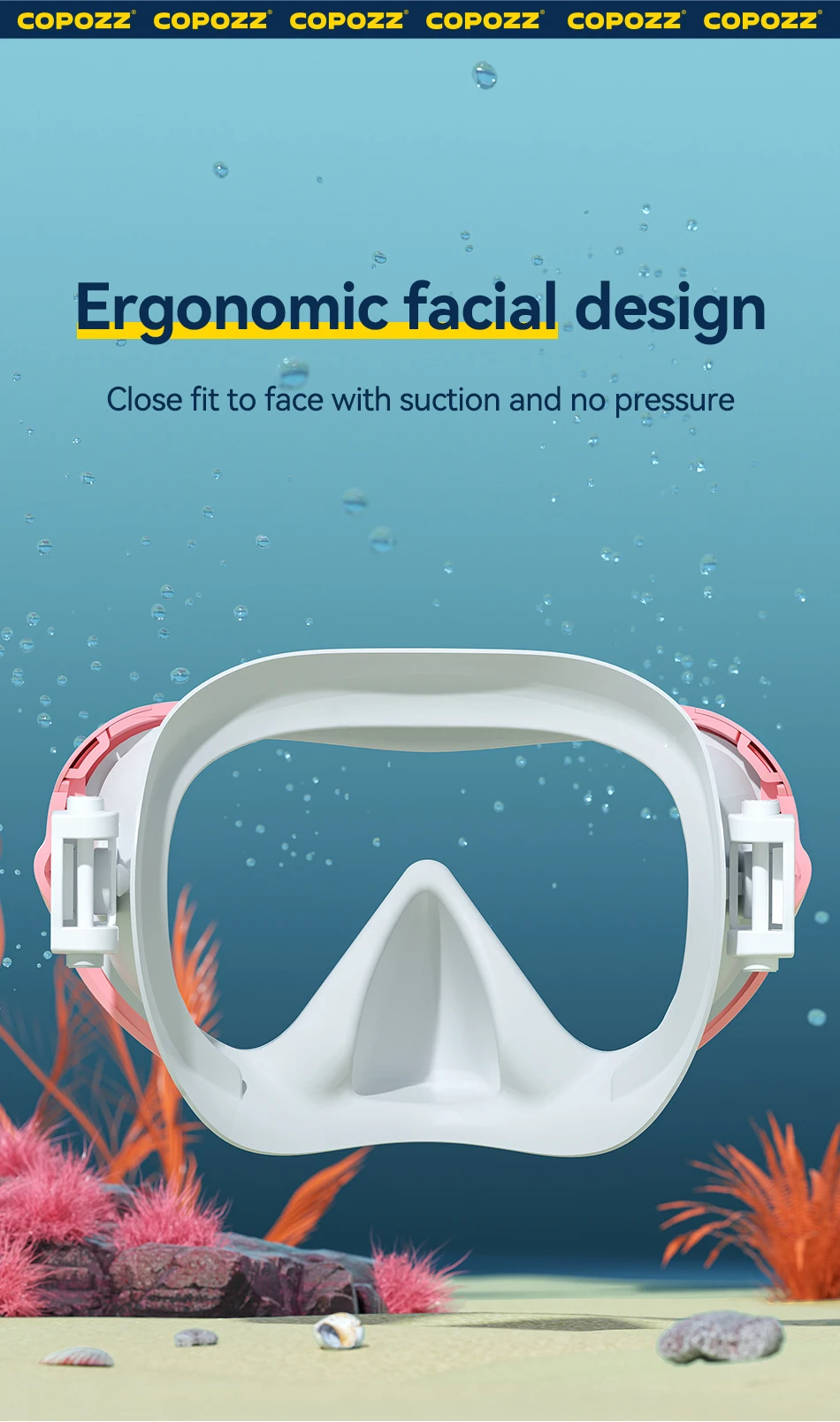 COPOZZ Professionelle Tauchmaske Vollsichtmaske Unterwasser Schnorchel Maske Set Schwimmen Schnorchel HD Anti Nebel Tauchausrüstung – Detail 5