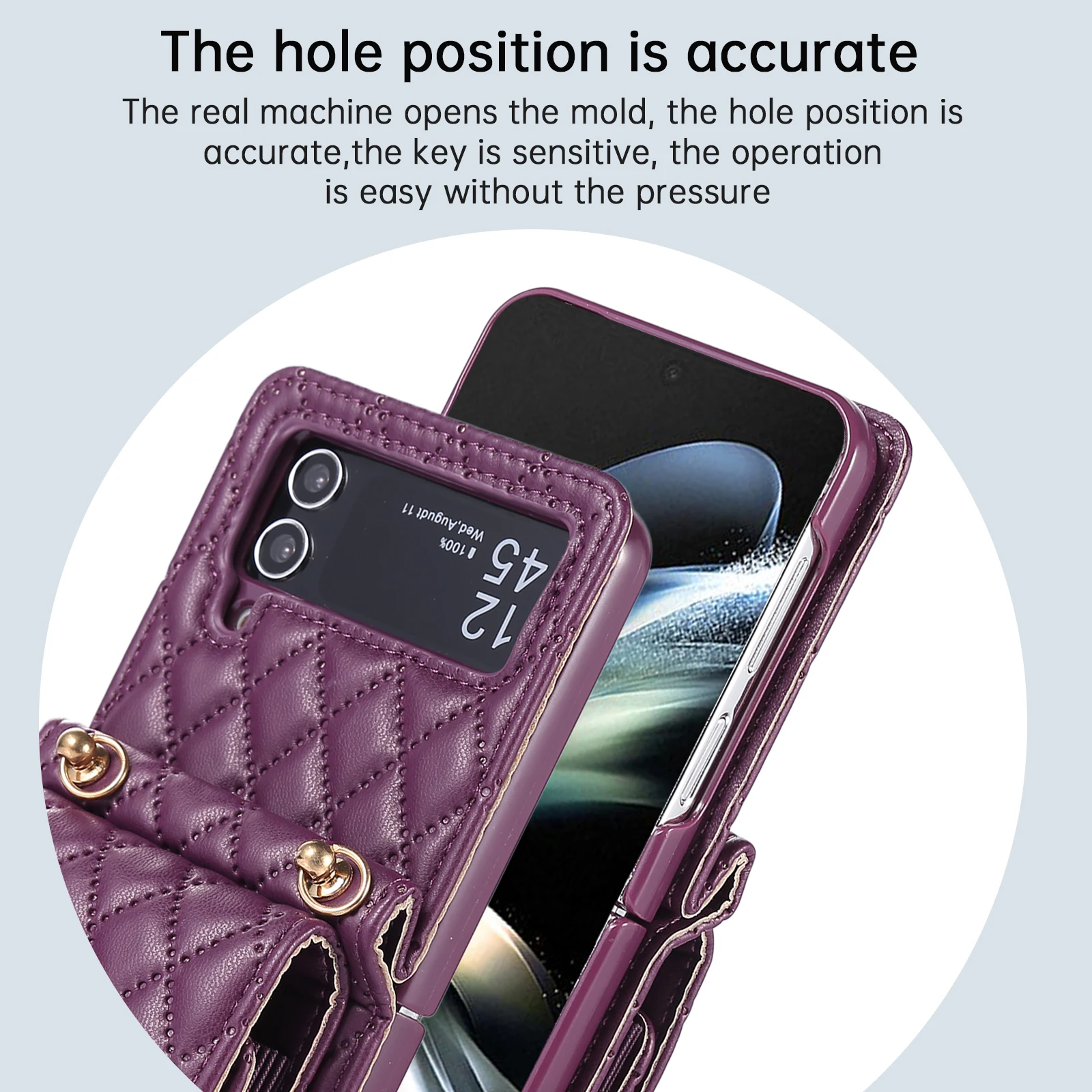 Fashion Rhombus Crossbody Lanyard PU Leather Wallet Card Holders Case For Samsung Galaxy Z Flip 5 4 3 5G Shockproof Cover Coque — zdjęcie produktu 6