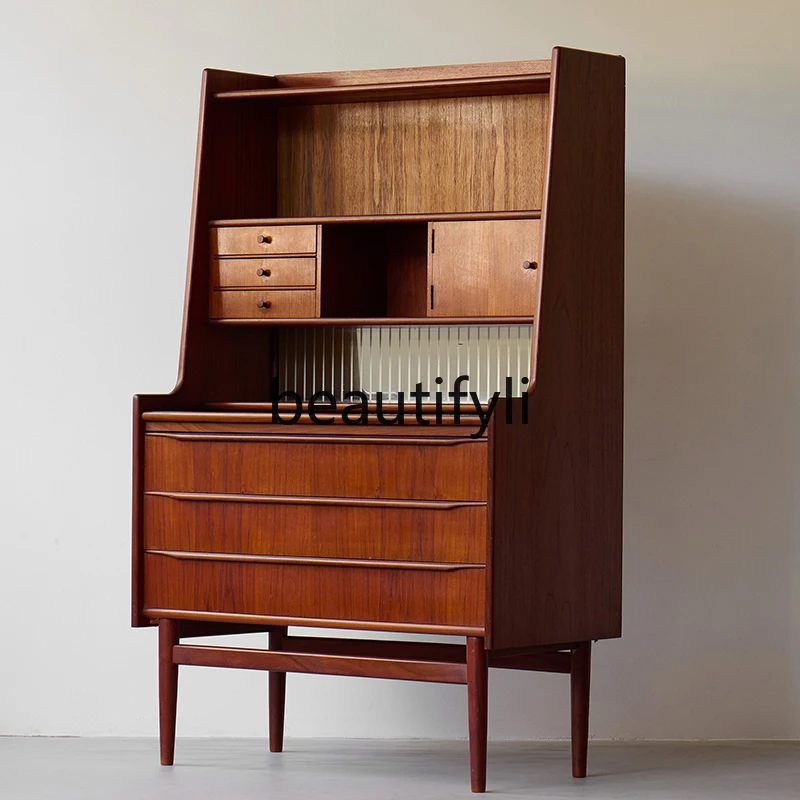 

Log Secretary Cabinet Cherry Wood Furniture Dresser Storage Drawer Bucket Cabinet Writing Desk