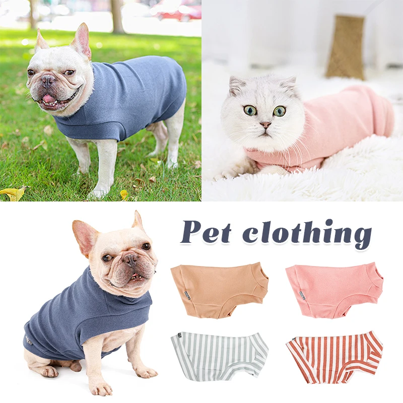 

Solid Color Pet Puppy Dog Clothes Jumpsuit French Bulldog Clothes Vest Jacket Hairless Cat Warm Clothing Pets Acessorios