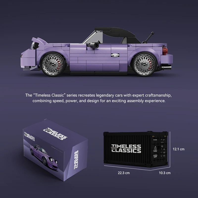 370 stücke MOC Technische MIYATA Geschwindigkeit Racing Auto Bausteine PB8817 Klassische Supercar Modell Ziegel Spielzeug für Kinder Erwachsene Geschenke