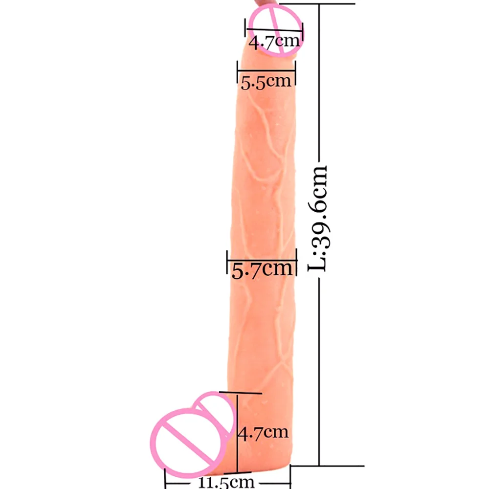 15,5-Zoll langer gefälschter Penis realistisches weiches Silikon großer Saugnapf-Dildo Analplug G-Punkt-Simulator weiblich männlich Vaginalmassage
