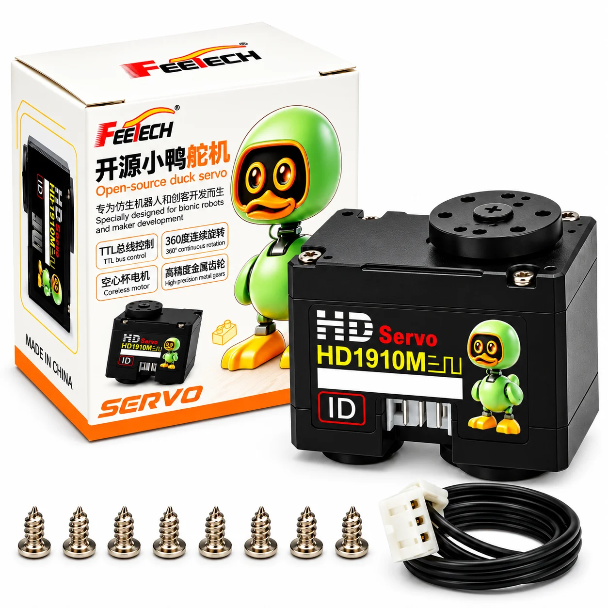 FEETECH HD-1910-C001 12KG Dual-Axis TTL Bus Servo 360° Magnetic Encoder Coreless Motor Metal Gear for Biped Robot