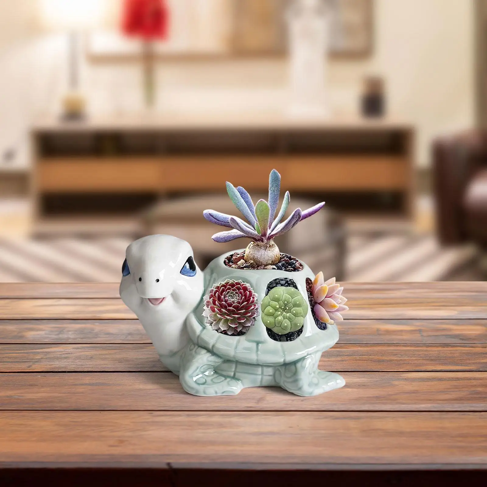 

Turtle Figurine Flower Pot Hollow Decorative Flowerpot for Yard Shelf Table