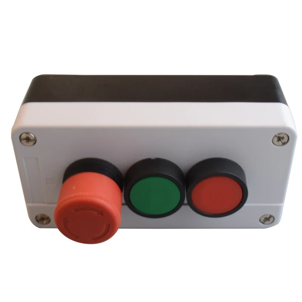 10A Push Button Switch Assembly with Red Latching Exigent Stop and Green Momentary NO Buttons for Control Circuit Integration