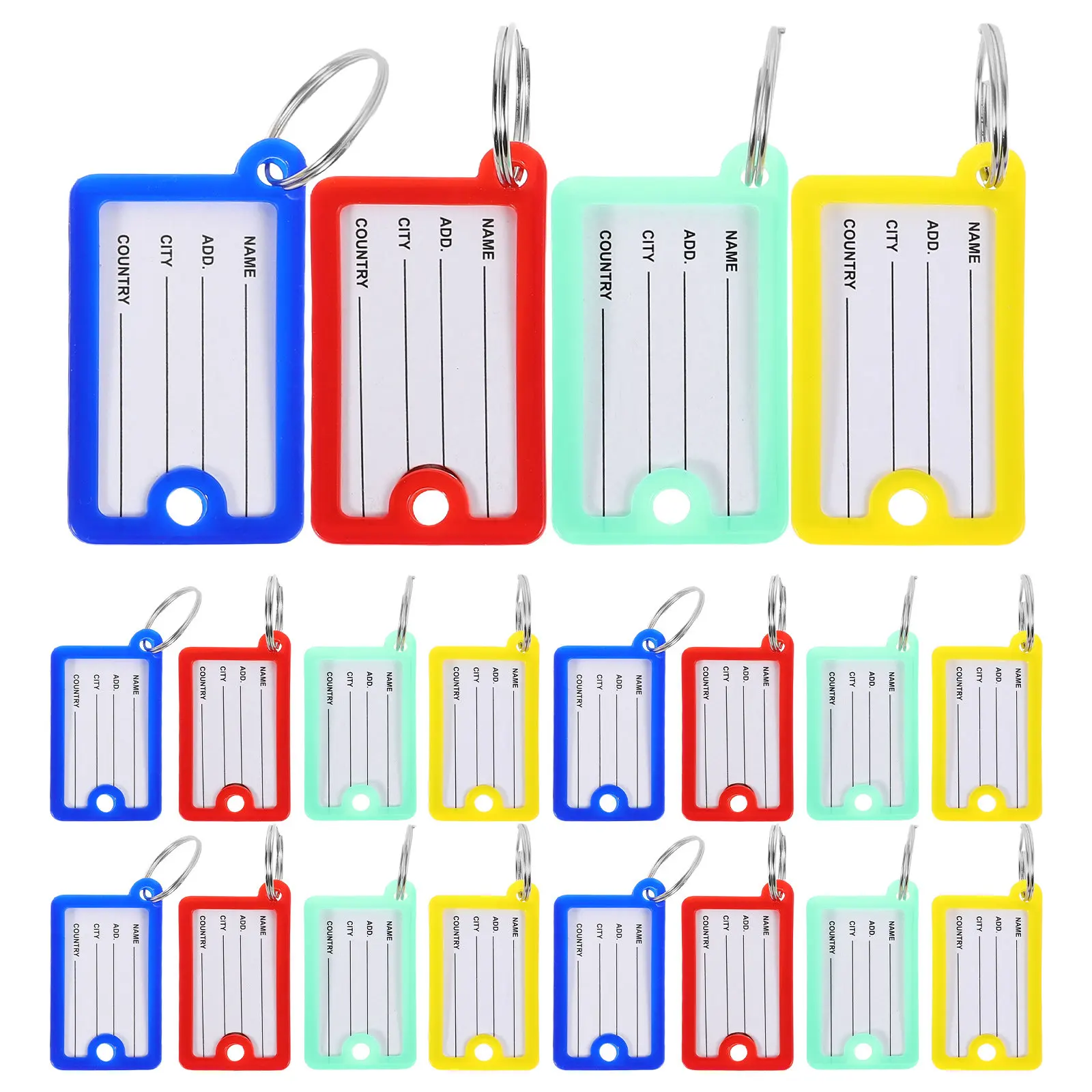 20Pcs Plastic Key Tags with Writable Numbered Labels Key Ring Identification Tags for Keys Luggage Travel Office Home