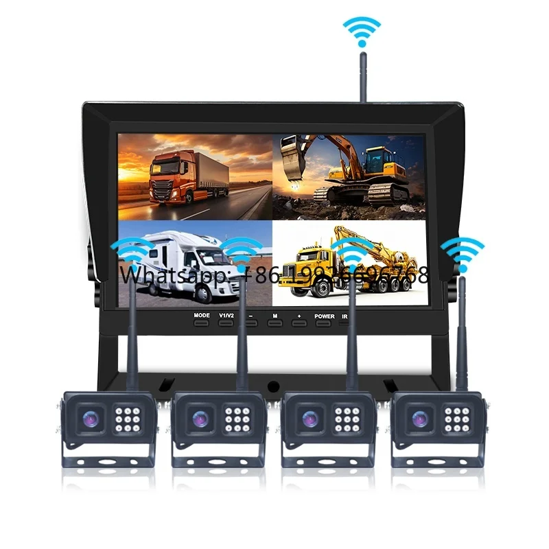 

10.1inch Wireless WIFI DVR Monitor with Split Screen 4CH 1080P WiFi Rear View System Video Monitoring for Car Forklift Crane