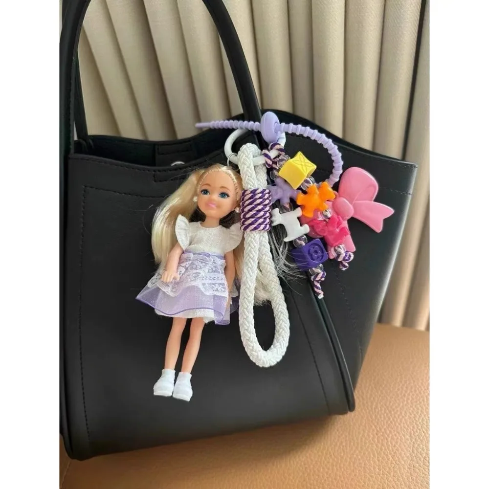 

New Cute Doll Pendant Hanging Ornament DIY Change Clothes Keychain Car Key Ring for Barbie Doll