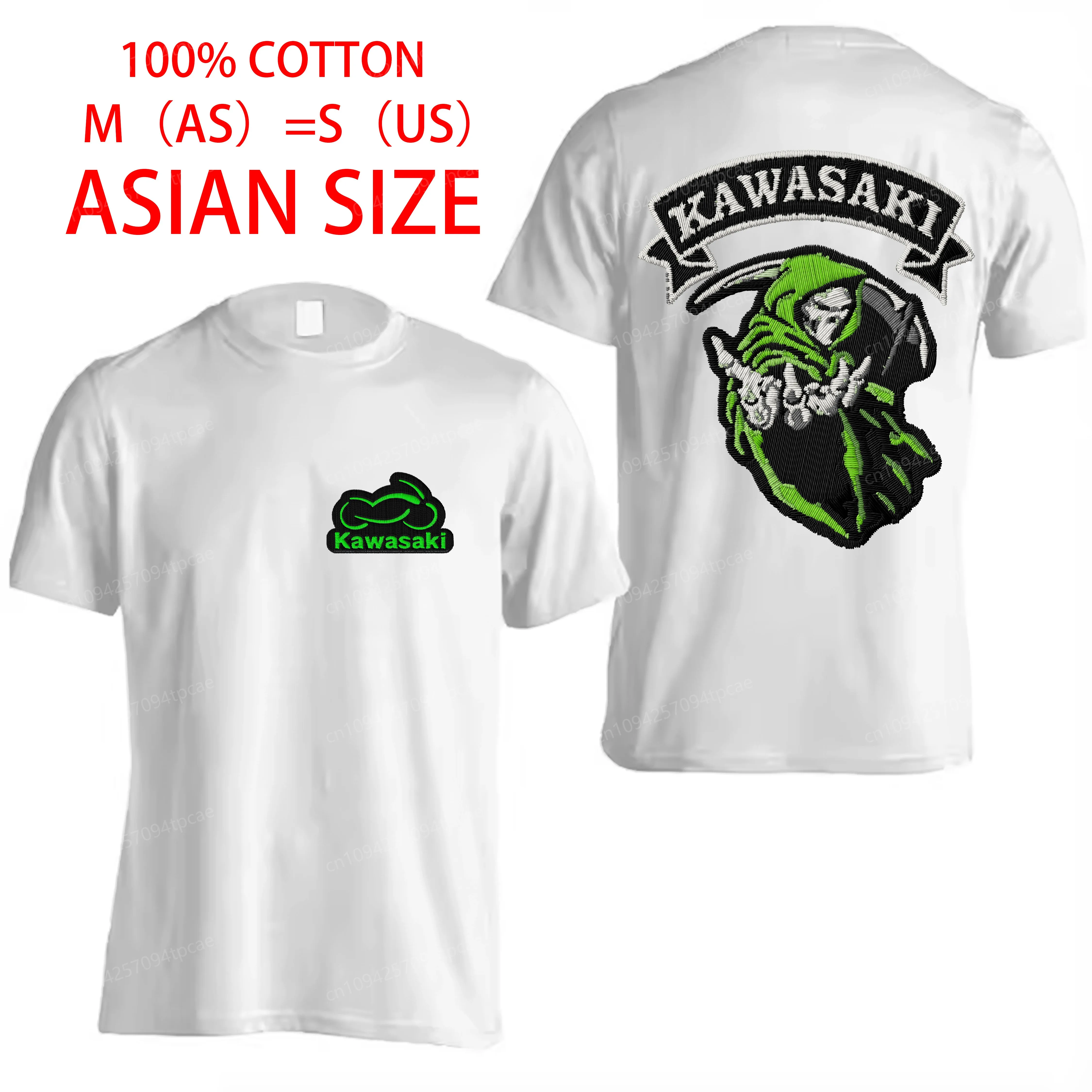 

ASIAN SIZE Men's Short Sleeve Tee Embroidery Kawasaki 3D Printing Combed Cotton Clothing O-neck T-shirts T-shirt Summer Tops Man