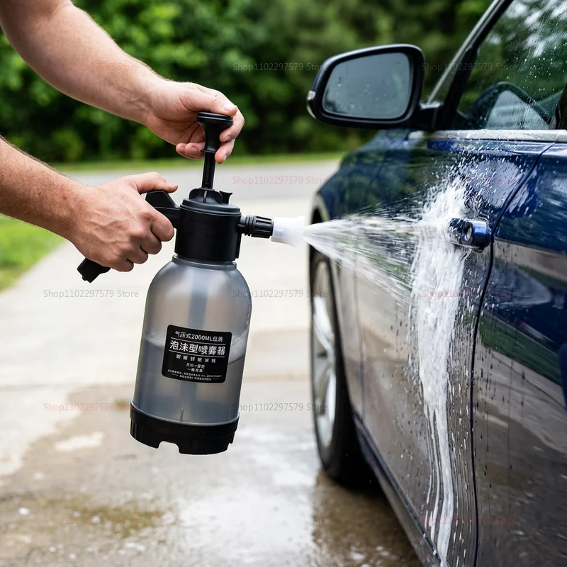 Pulverizador de Espuma para Lavagem de Carros 2L com Válvula de Alívio de Pressão, Pulverizador Manual Doméstico para Limpeza e Detalhamento Automotivo