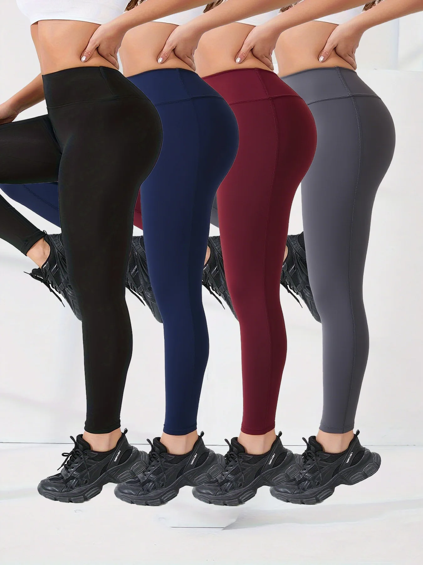Solid Color 4 Colors Yoga Pants High Waist Tummy Control Hip Lifting Running Workout Sportswear Leggings For Women