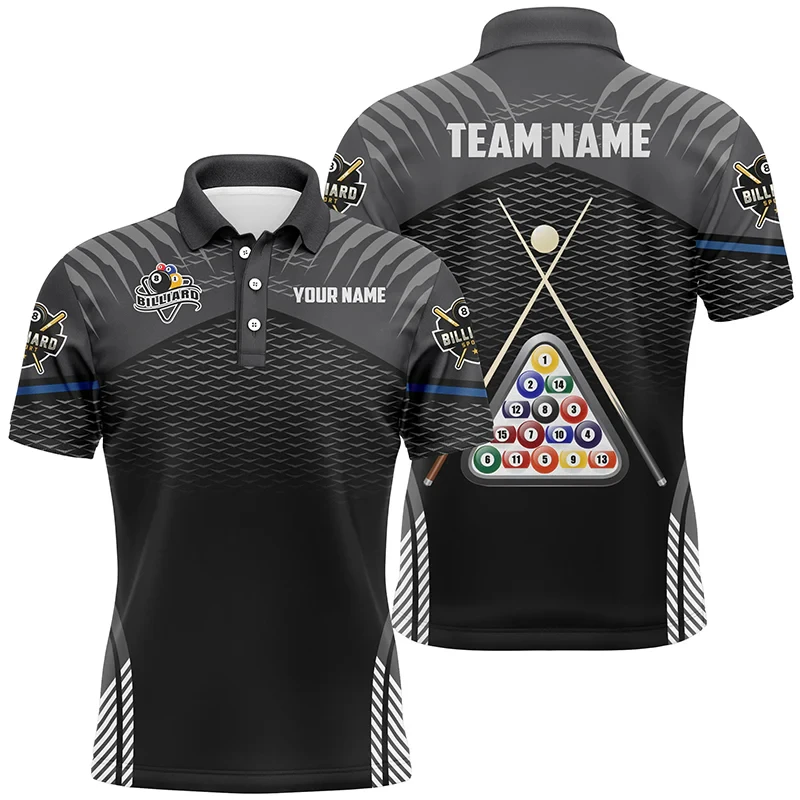 New In Billiards Graphic Polo Shirts For Men Summer Casual Custom Name 3D Printed Short Sleeve Polo Shirt Loose Breathable Tee