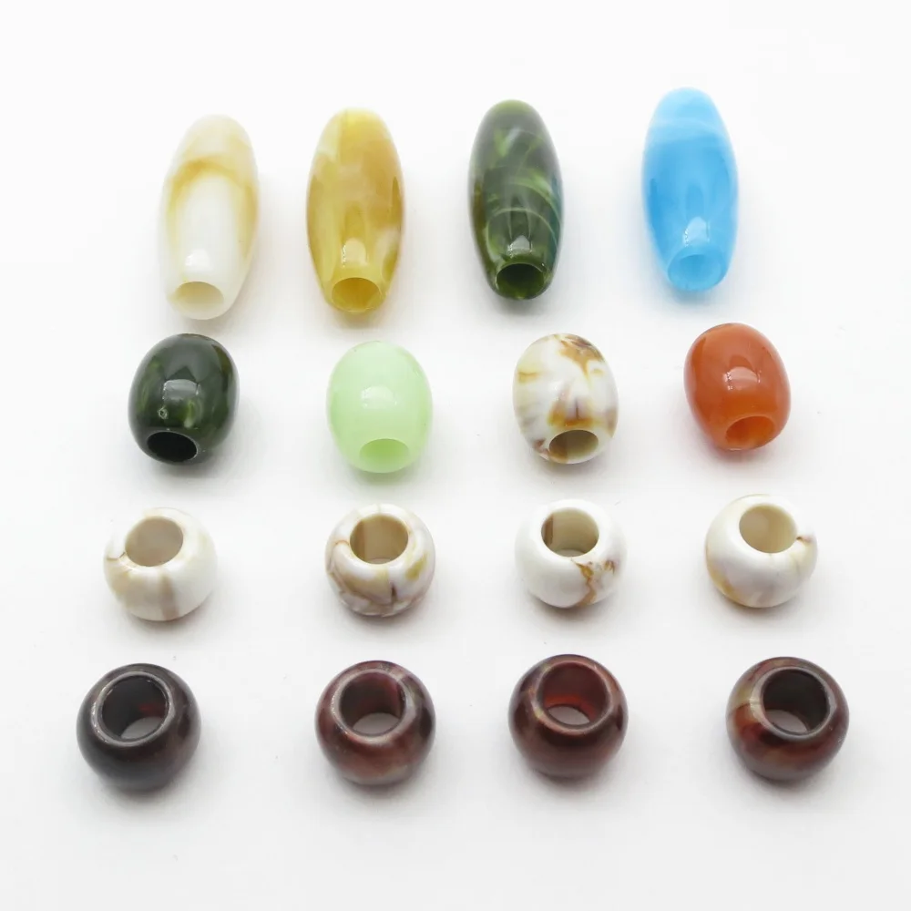 16pcs Mix Styles Acrylic Crochet Hair braid Dreadlock Beads rings tube Jewelry making Bracelet necklace Accessories