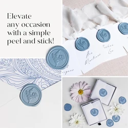 25Pcs/set Premium Envelop Wax Seal Stickers Handmade Envelope Seals Self Adhesive Wax Stickers for Dazzling Wedding Invitations