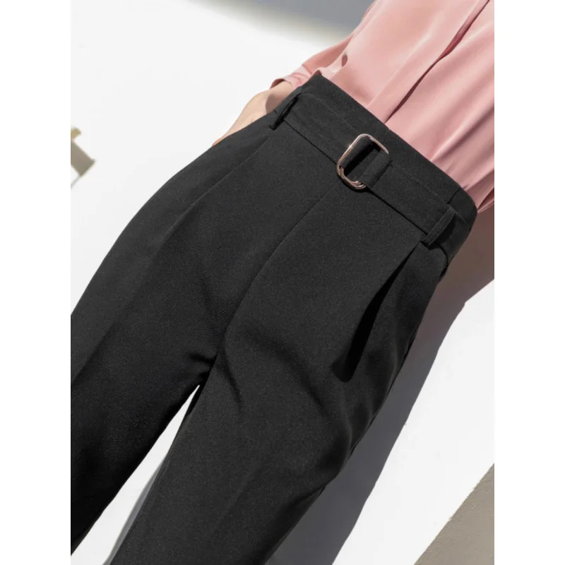 Professional Casual Harem Pants for Women2024Autumn and Winter New High Waist Korean Style Cropped Pants Drooping Straight Harem