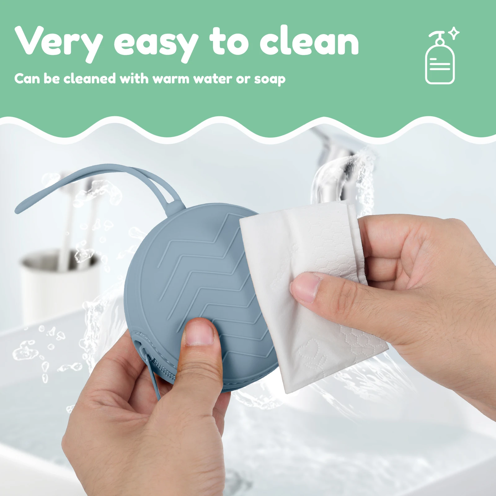 Silicone Nipple Storage Bag Portable Soother Organizer Dustproof Storage Bag with Lanyard Secure Hanging Baby Pacifier Holder