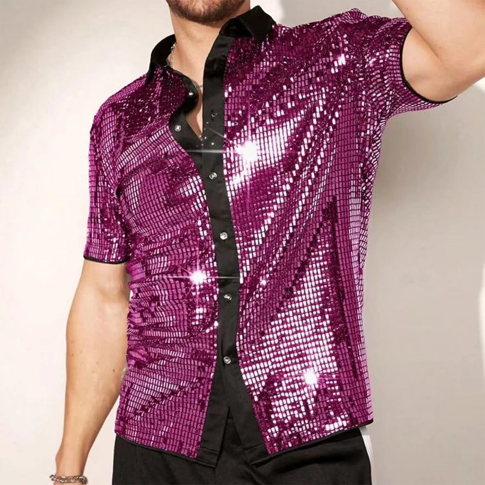 Nachtclubmode XL 2XL 70s Disco Shirt met korte mouwen Beschikbare maten M-2XL Gloednieuwe staat Casual nachtcluboutfit