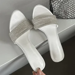 Eilyken Street Style Crystal Diamond Open Toe Women Slippers Sexy Thin High Heels Party Prom Slide Summer Shoes