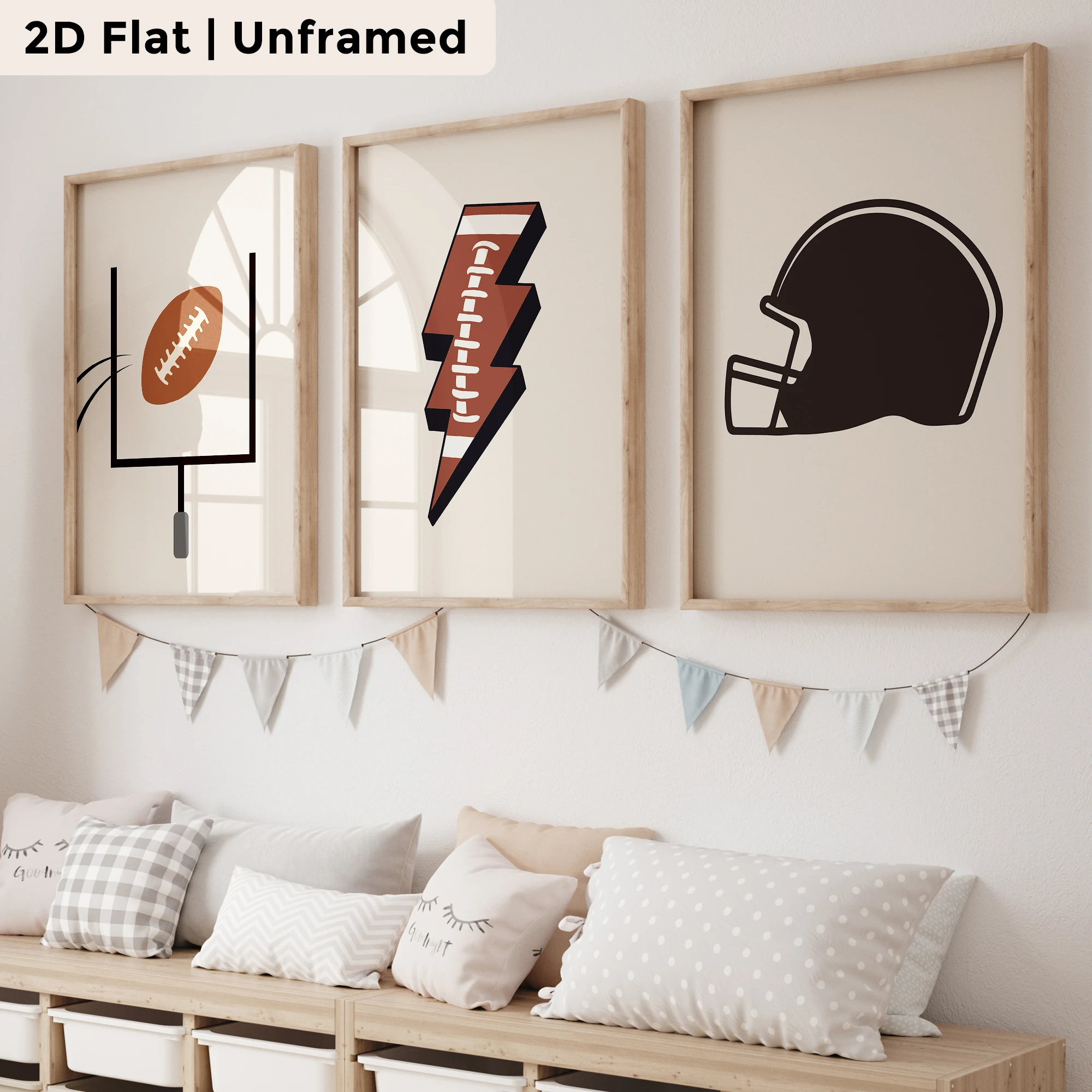 3pcs Modern,Cartoon Rugby Helmet Wall Art Print Canvas Painting Poster Picture For Living Room,Bedroom Home Decor