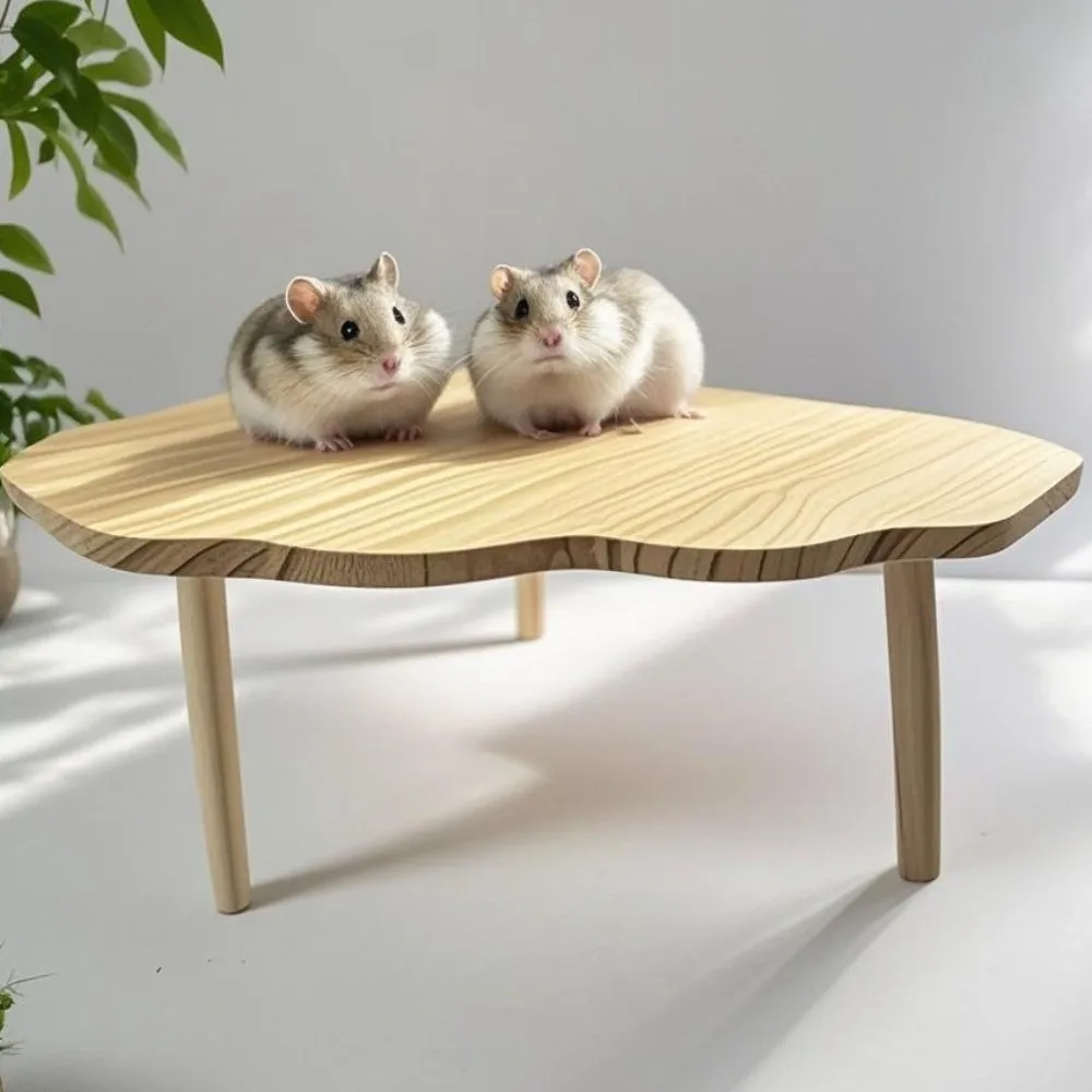 

New Wooden Hamster Play Platform Chew-Resistant Cage Accessory Small Pet Playing Stand Easy to Install Pet Platform Pet Supplies