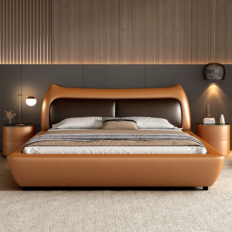 Headboard Frame Double Bed Queen Luxury Desig N Room King Size European Double Bed Wooden Modern Cama De Casal Bedroom Furniture