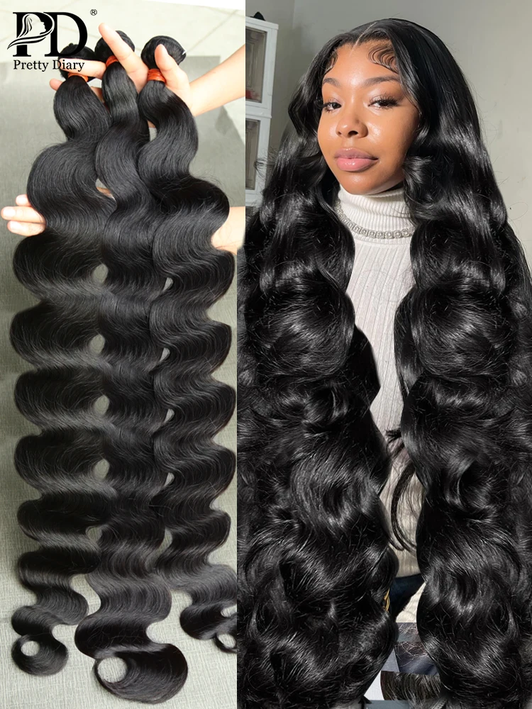 Body Wave 30 32 Inches Double Weft 1 3 4 Pcs Human Hair Bundles Virgin Hair Extensions Curly 100% Raw Human Hair Weave Bundle